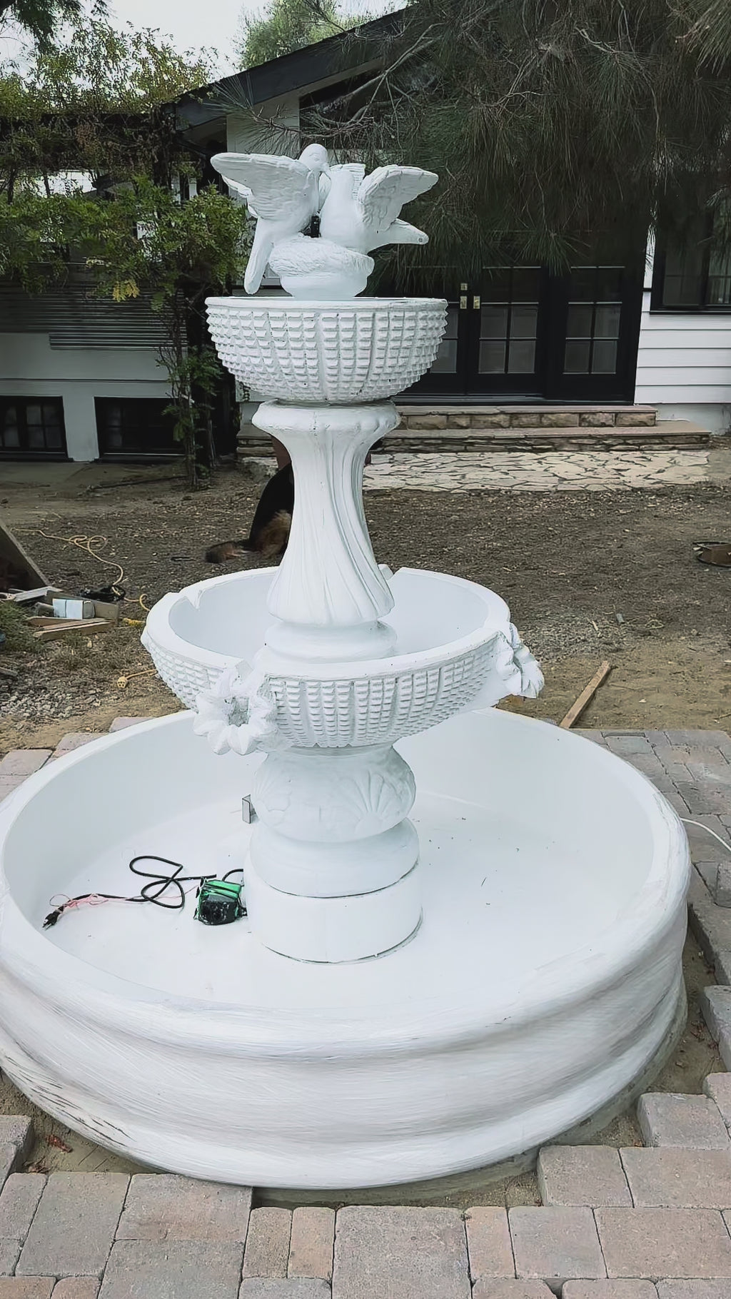 Elegant Concrete Birds Fountain 6-7 ft