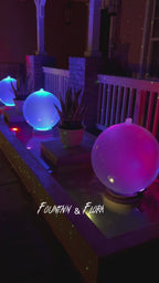 20" illuminated Acrylic Sphere Fountain with 24" Stainless Steel Basin