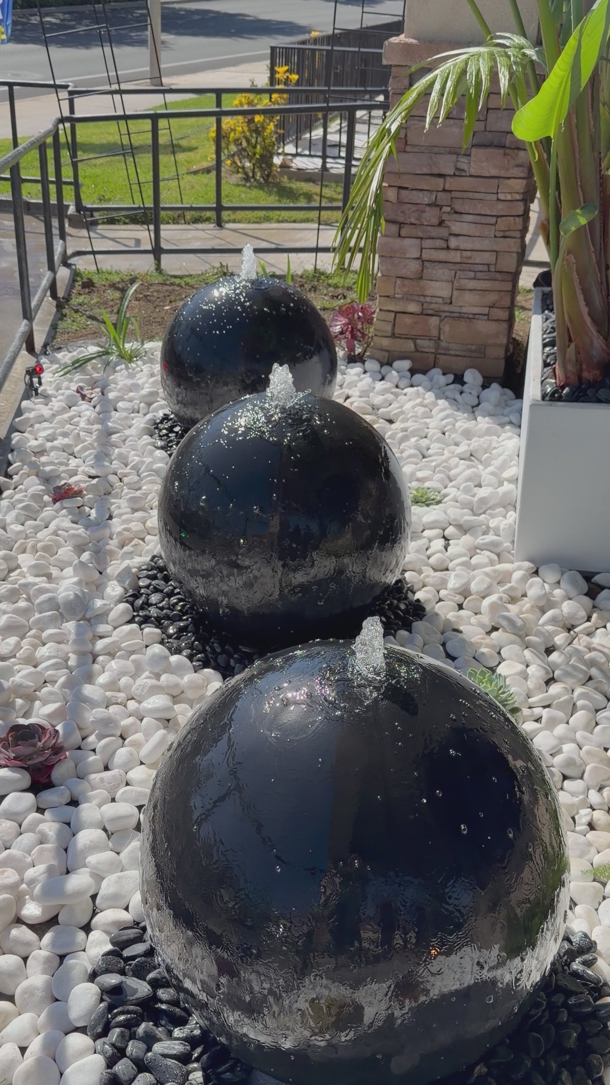 3-Piece 24” Concrete Sphere Fountain Set – Complete Hidden-Basin Kits