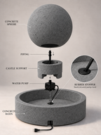 24-Inch Concrete Sphere Fountain with 55-Inch Basin