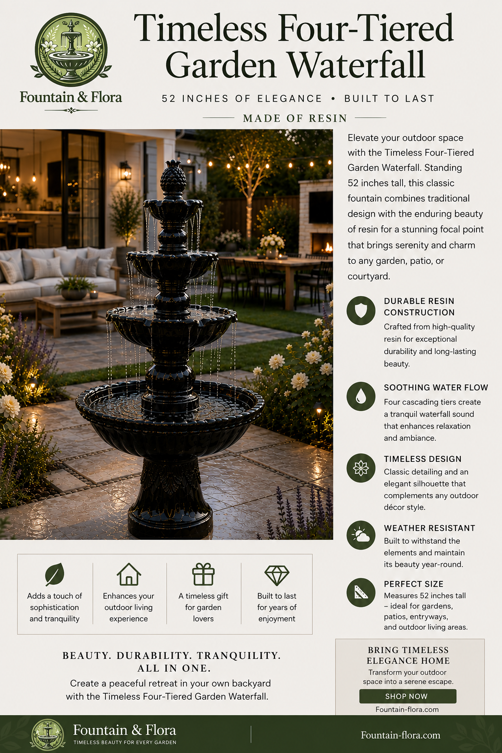 Timeless Four-Tiered Garden Fountain