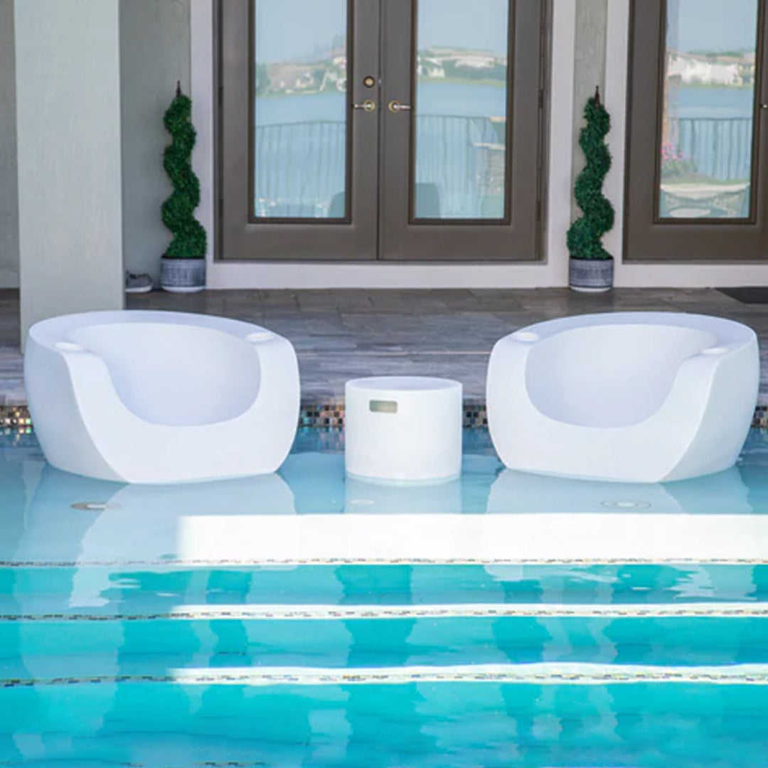 QUICKSHIP Tenjam Moon Chair in White Granite - Set of 2 - In-Pool & Patio Furniture