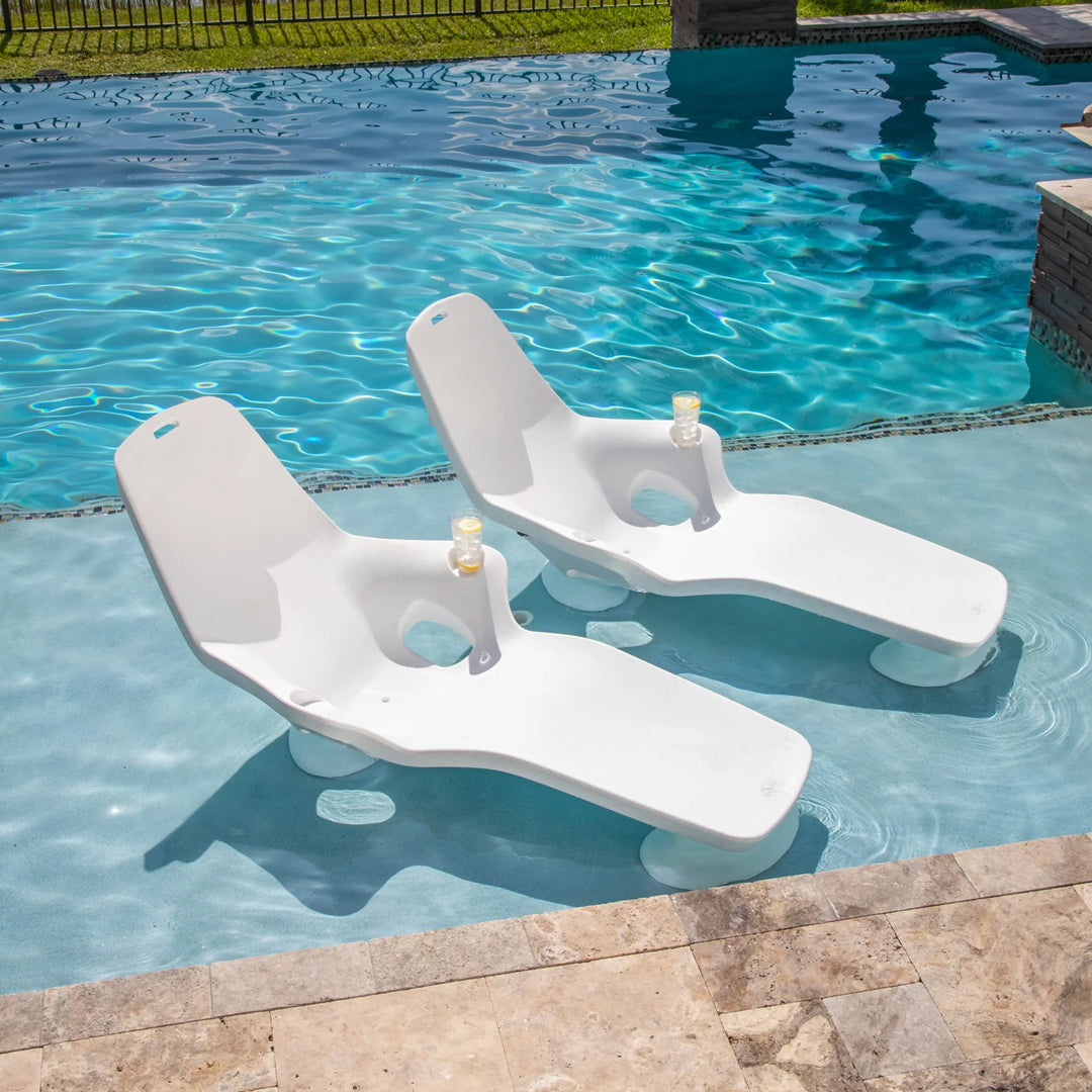QUICKSHIP Tenjam Shayz In-Pool Lounger in White Granite - Set of 2 - In-Pool & Patio Furniture
